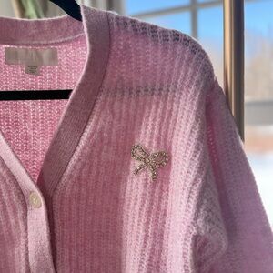 Zara Pink Cardigan with Bow Accent